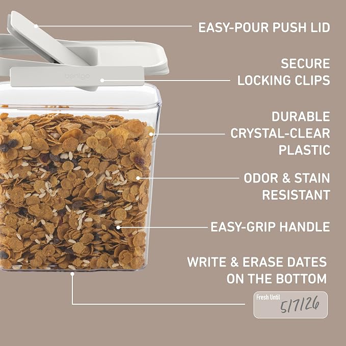 Bentgo Pantry - 6-Piece Airtight Cereal Containers, Easy Push & Pour Lid - Image 5