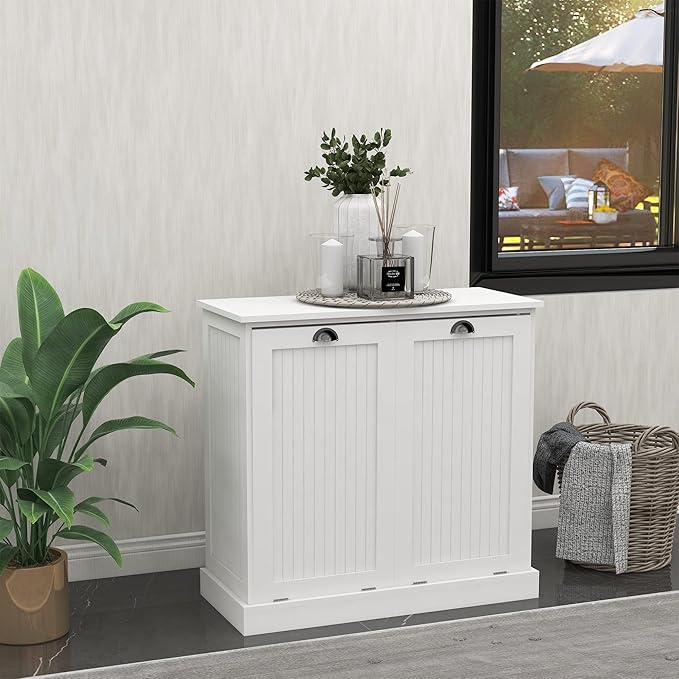 KEIKI Double Tilt-Out Laundry Hamper Cabinet - Image 6