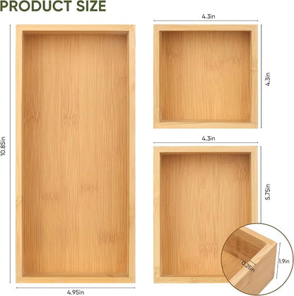 Vincona Bamboo Drawer Organizers Set, Desk Drawer Tray - Image 7