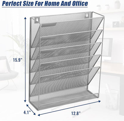 EASEPRES Desk File Organizer Mesh 6-Tier, Hanging Wall Mount Document - Image 3