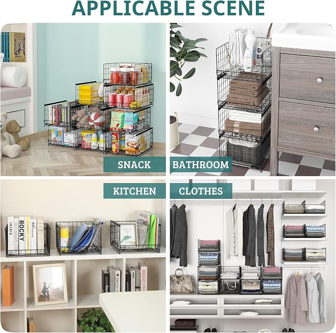 4-Tier Stackable Closet Organizers and Storage Shelves, Clothes Storage Basket - Image 9