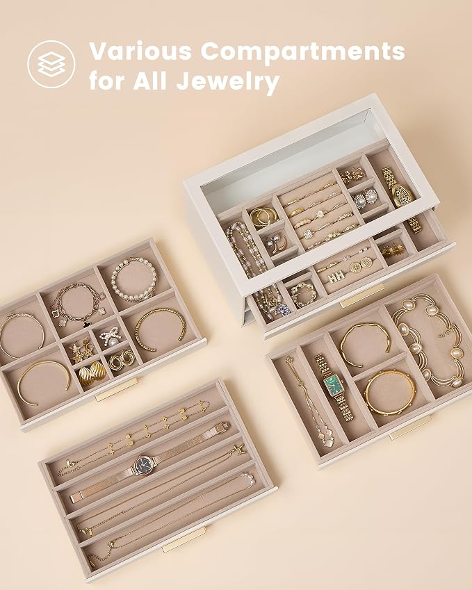 Lolalet Jewelry Box Organizer, 4-Layer Jewelry Organizers and Storage Case - Image 3