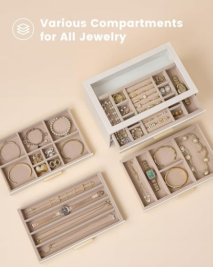 Lolalet Jewelry Box Organizer, 4-Layer Jewelry Organizers and Storage Case - Image 3