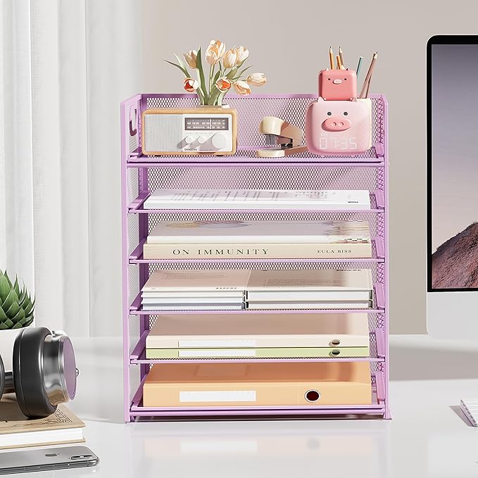 Subekyu 6-Tier Desk Paper Organizer, Desktop File Letter Tray - Image 4