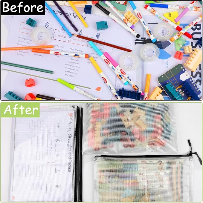24pcs Mesh Zipper Pouches, A3 Size 17 x 12 inches Waterproof Black Zipper Bags - Image 6