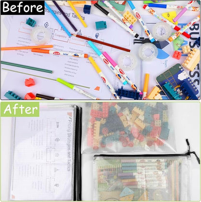 24pcs Mesh Zipper Pouches, A3 Size 17 x 12 inches Waterproof Black Zipper Bags - Image 6