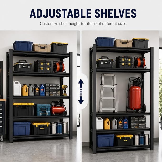 SAWJEC 72" H Garage Shelving Unit, 5-Tier Heavy Duty Garage Shelving, Solid - Image 5