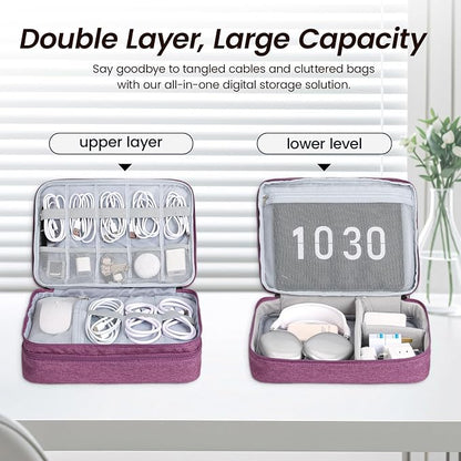 Large Electronic Organizer Travel Case, Double Layer Tech Pouch - Image 4