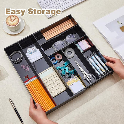 1 Pcs Acrylic Drawer Organizer 9'' up to 18'' x 15'' x 2'' Expandable Drawer - Image 5