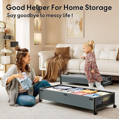 Under Bed Storage with Wheels，1 Pack Under Bed Storage Containers, Underbed - Image 9