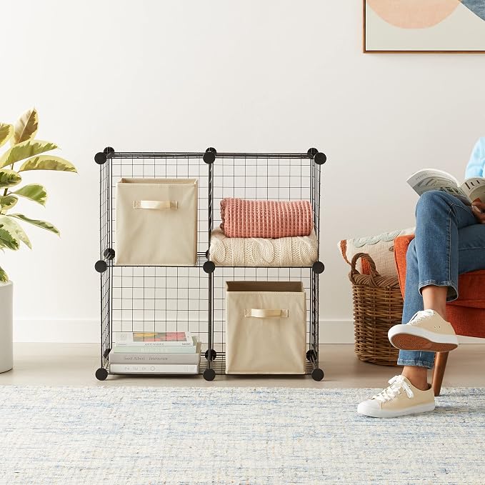 Amazon Basics 4 Cube Wire Grid Storage Organizer, Closet Organizer and Shelves - Image 9