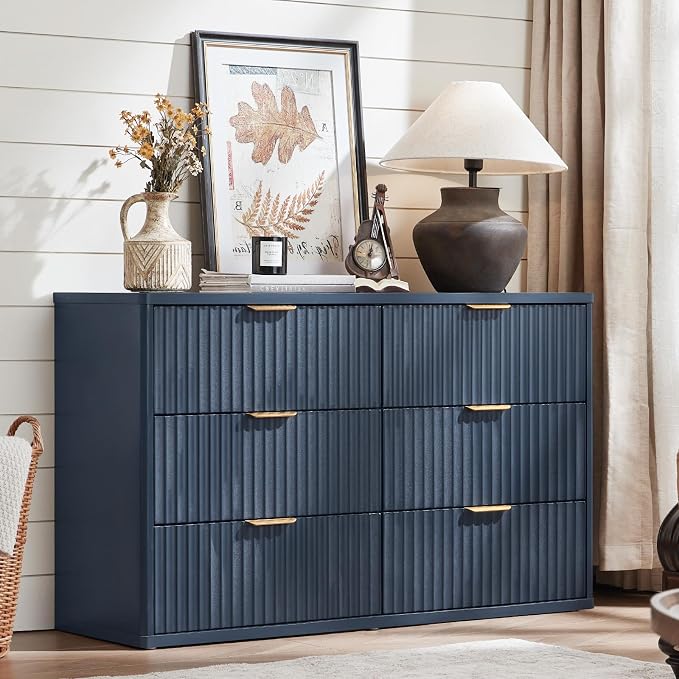 LEYAOYAO Fluted 6 Drawers Dresser, Curved Profile Design, Dresser TV Stand by LEYAOYAO-Findtheshiningpointofyourideallife%EF%BC%81