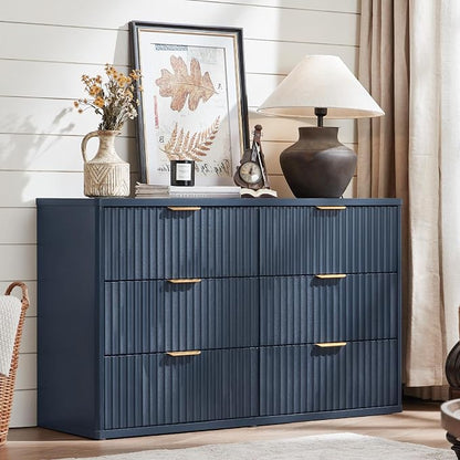 LEYAOYAO Fluted 6 Drawers Dresser, Curved Profile Design, Dresser TV Stand by LEYAOYAO-Findtheshiningpointofyourideallife%EF%BC%81