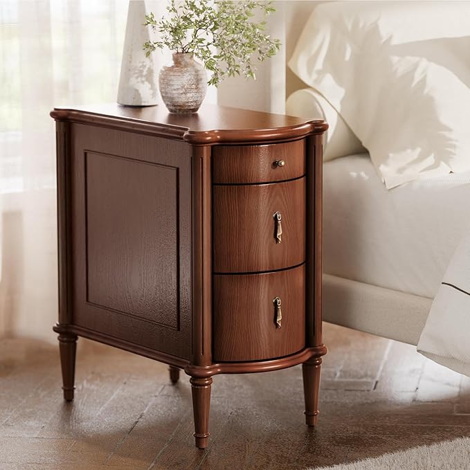 STO'SENSE Nightstand w/Charging Station & 3 Drawers, Pre-Assembled, Vintage by Unknown