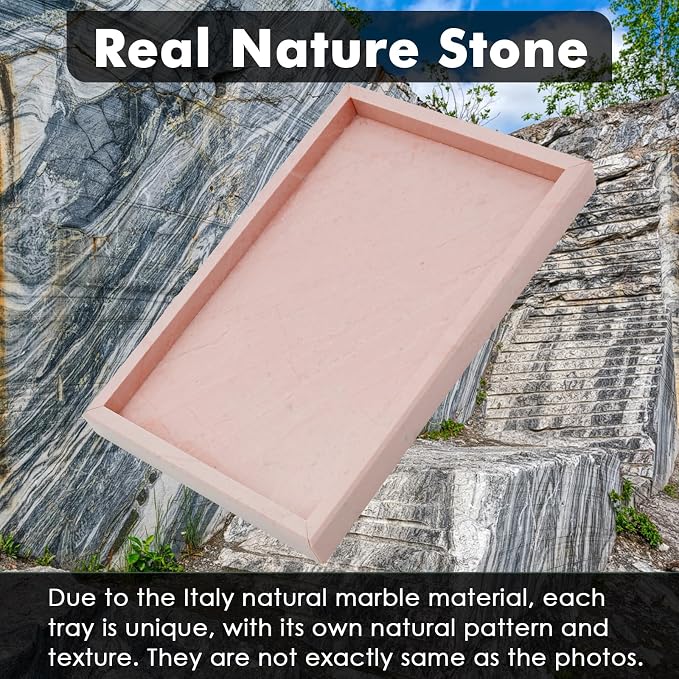 Real Natural Marble Tray for Bathroom, Kitchen and Desktop, Rectangle Genuine - Image 3