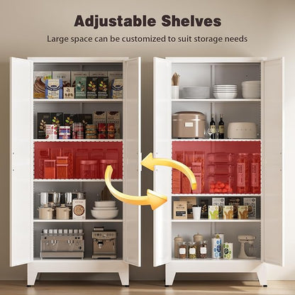 71" Tall Metal Pantry Cabinet, Kitchen Storage Cabinet - Image 5