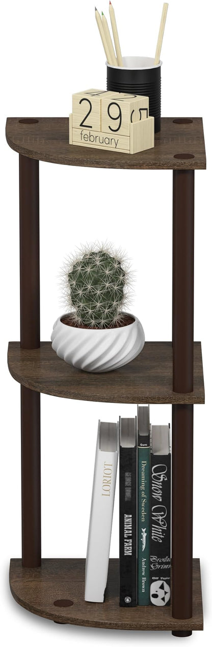 Furinno TURN-N-TUBE Corner Shelf, 3-Tier Corner Bookshelf, Display Storage - Image 4