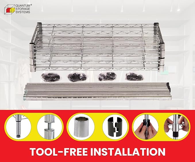 Quantum Storage Systems RWR72-1842LD Adjustable Wire Chrome 4 Shelves 72" H x - Image 5