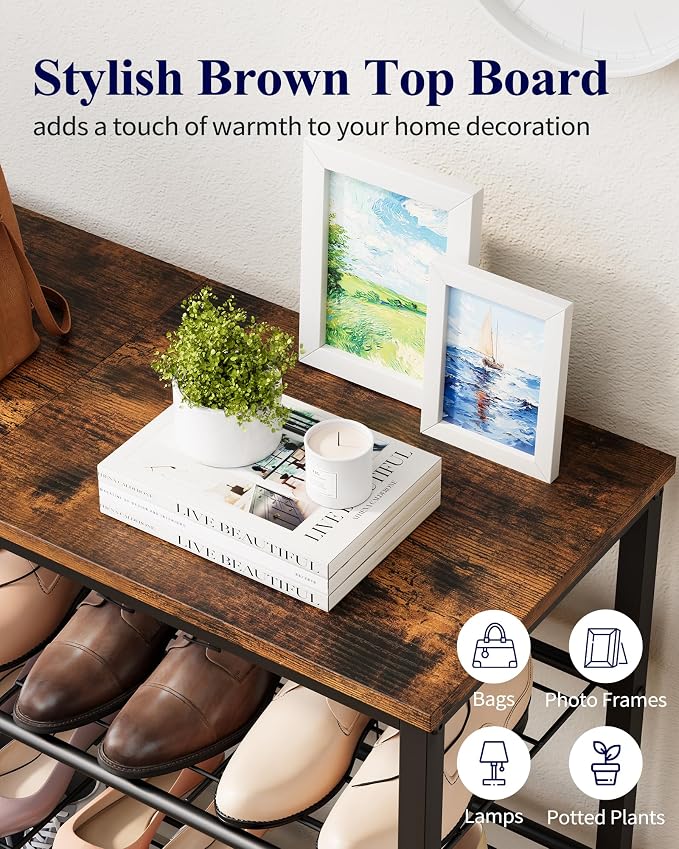 Kitsure Shoe Rack for Closet, Rustic Brown Shoe Organizer - Image 7