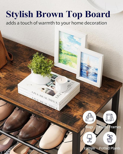 Kitsure Shoe Rack for Closet, Rustic Brown Shoe Organizer - Image 7