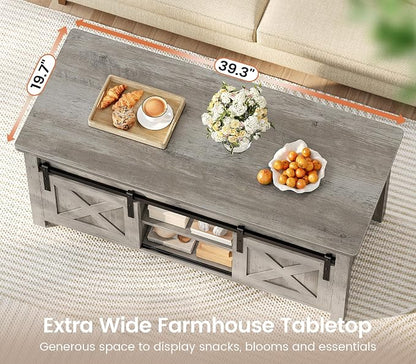 SEDETA Lift Top Coffee Table, Farmhouse Lift Tabletop Dining Table, Gas Spring - Image 5