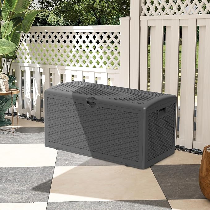 80 Plus Gallon Resin Deck Box, Waterproof Outdoor Storage Bin - Image 9