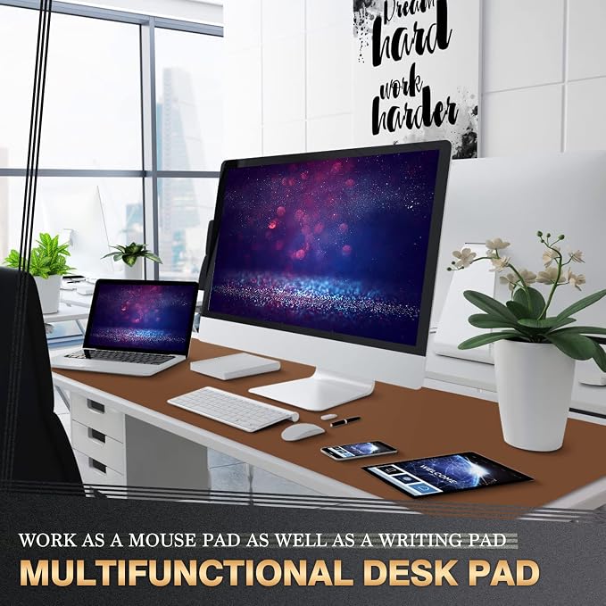 K KNODEL Large Office Leather Desk Mat, Mouse and Keyboard Pad, Computer and - Image 2