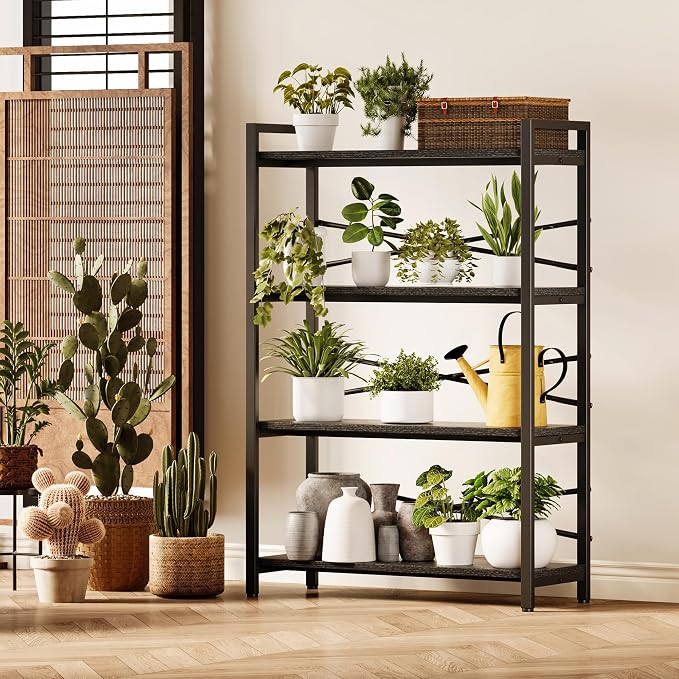 4 Tier Bookshelf 31.49" Width, Tall Book Shelf Storage and Organization - Image 5