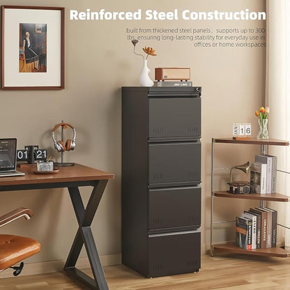 Metal File Cabinet with Lock, Vertical 4 Drawer File Cabinets - Image 6