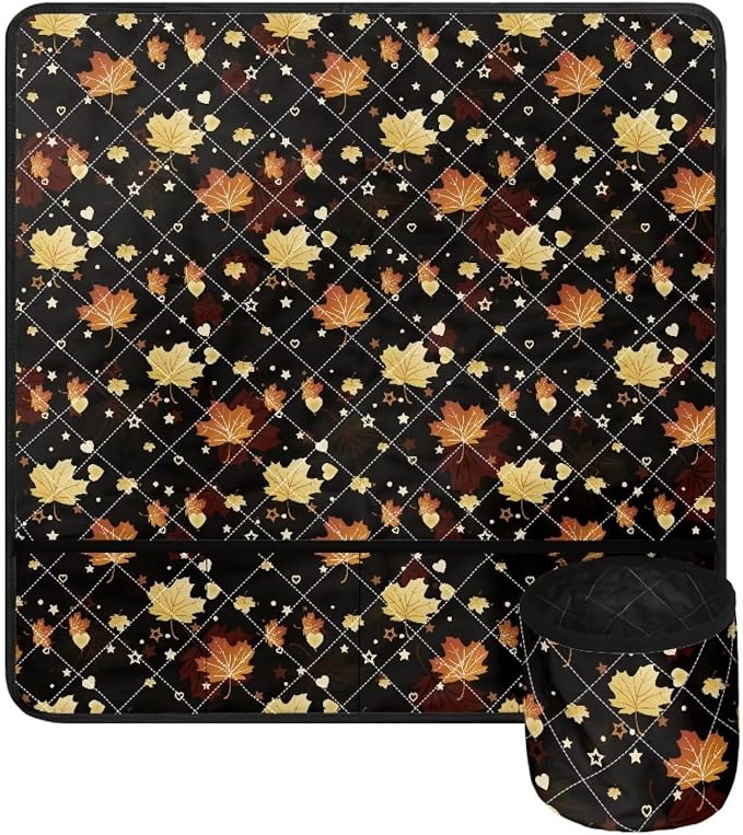 Gomyblomy Maple Leaf Durable Sewing Machine Mat, Thanksgiving Theme Fall Sewing by Gomyblomy