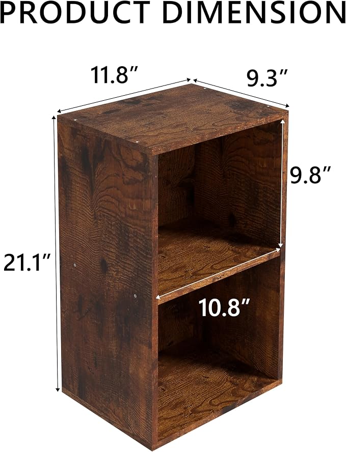 Wooden 2 Cube Storage Organizer, 2 Tier Storage Cubes Storage Display Cubby - Image 3