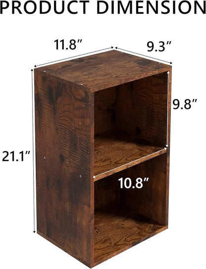 Wooden 2 Cube Storage Organizer, 2 Tier Storage Cubes Storage Display Cubby - Image 3