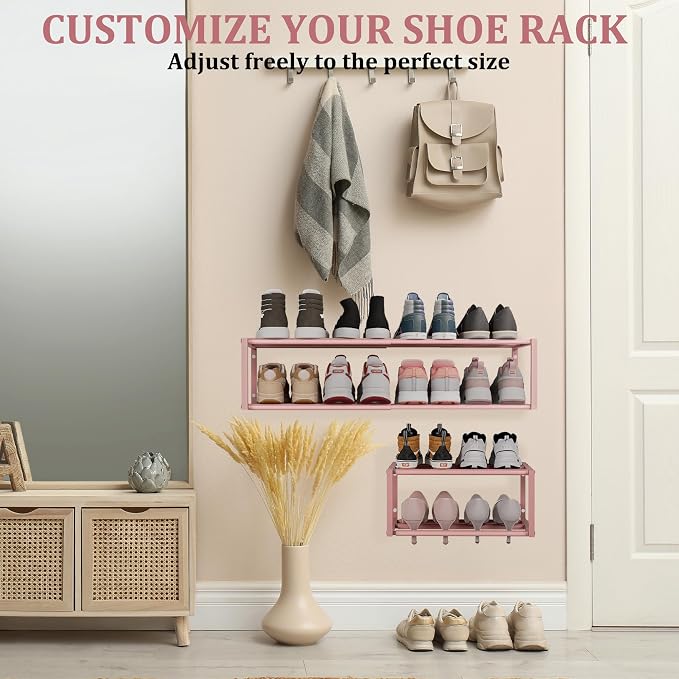Expandable Wall Mounted Shoe Rack, Heavy Duty Metal Shoe Holder - Image 2