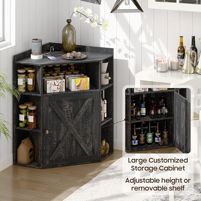 Corner Storage Cabinet, Farmhouse Corner Bookshelf - Image 7