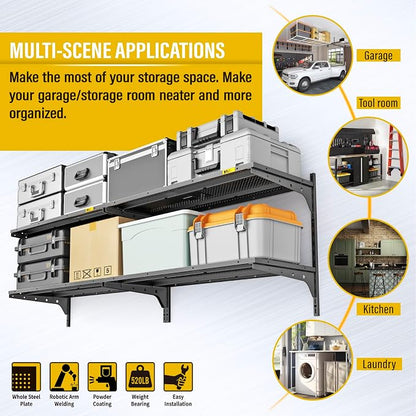 2-Pack×2 Tier 1.3x3ft Garage Shelving Wall Mounted, 15.6x36inch per Shelf - Image 4