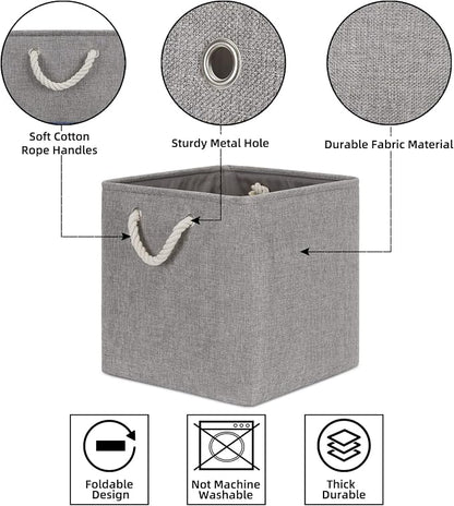 Bidtakay Grey Baskets Foldable Storage Cube Bins 13x13x13 Cube Storage - Image 6