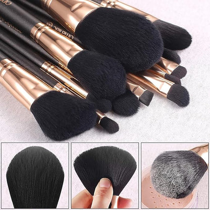 OMANIAC Makeup Brush Set Professional, 12 Pearlescent Wood Handle Makeup Brushes - Image 2