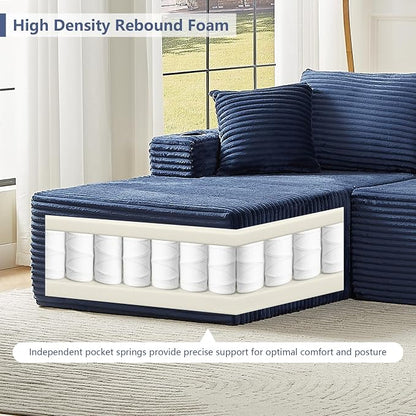 GNIXUU 133.5" Blue U Shaped Boneless Sectional Couch - Image 4