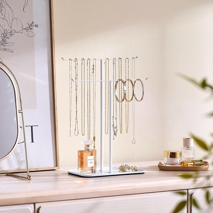 pickpiff Necklace Holder Jewelry Organizer Stand – 2‑Tier T‑Bar Jewelry Display - Image 2