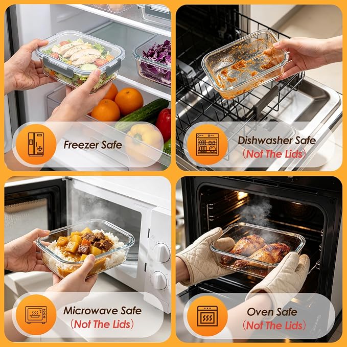 5 Pack 36oz Glass Storage Containers - Image 7
