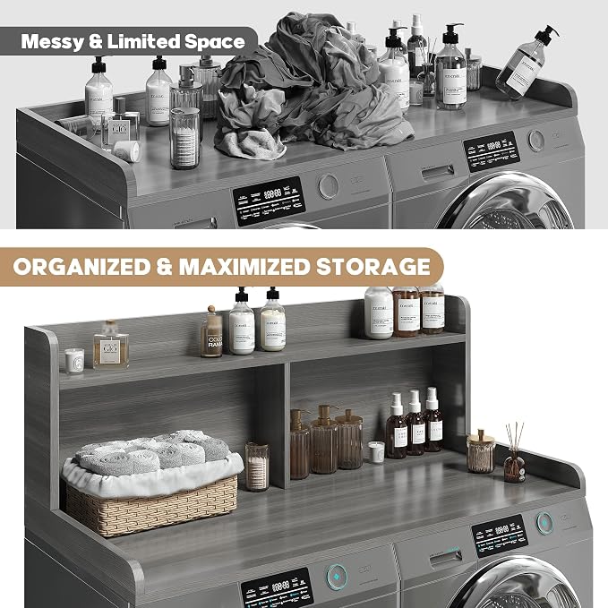 2-Tier Washer Dryer Countertop, 18.5" Raised Height Laundry Countertop - Image 5