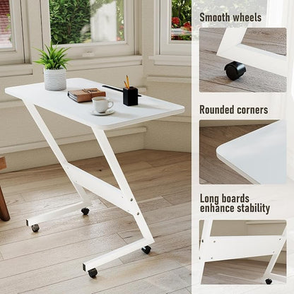 Overbed Bedside Table with Wheels, Small Desk Portable Rolling, Overbed Table - Image 5