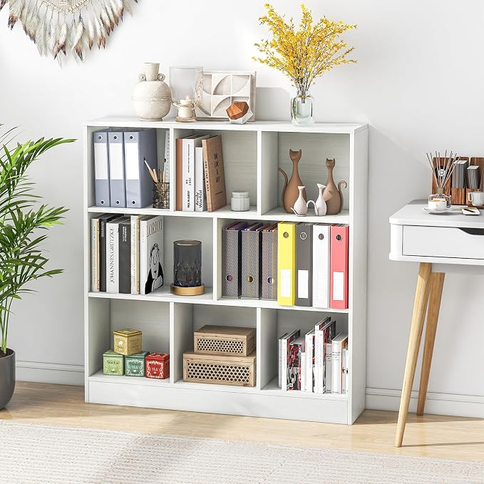 Giantex 8 Cube Bookcase, 4-Tier Freestanding Bookshelf w/ 8 Open Compartments - Image 5
