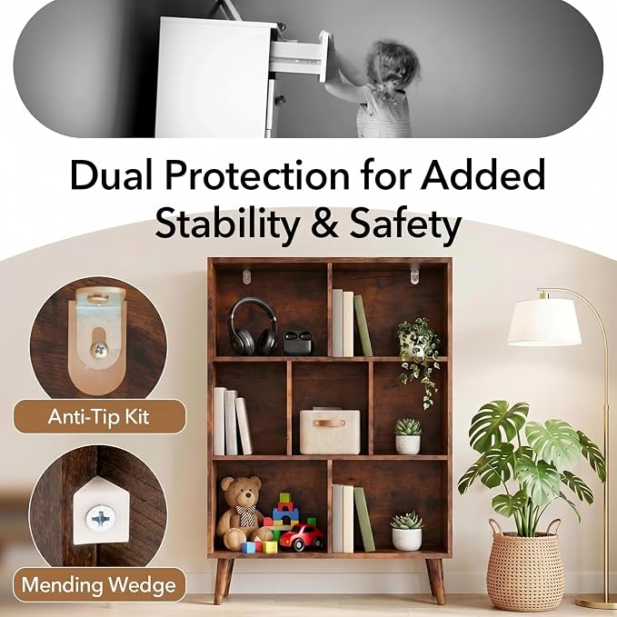 HealSmart 7 Cube Storage Organizer, 3 Tier Bookshelf - Image 7