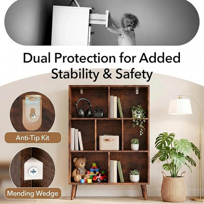 HealSmart 7 Cube Storage Organizer, 3 Tier Bookshelf - Image 7