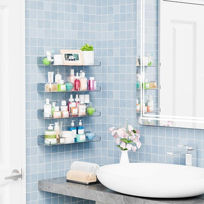 Yieach 4 Pack Adhesive Clear Bathroom Shower Shelves, No Drill Acrylic Shower - Image 2