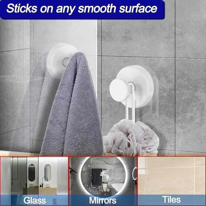 Bntuk Suction Cup Hooks for Shower, Removable Towel Hooks for Bathroom Window - Image 4
