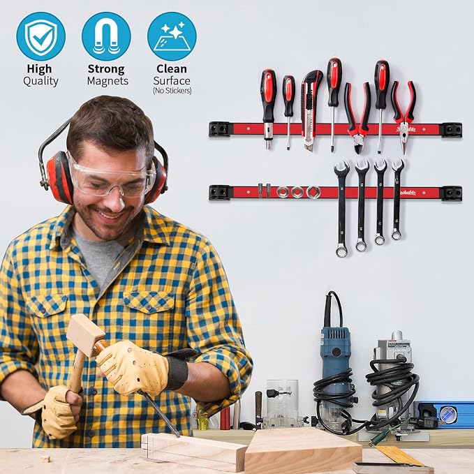 6 Pieces 18" Magnetic Tool Holder Strip, Metal Tool Organizer Rack - Image 2