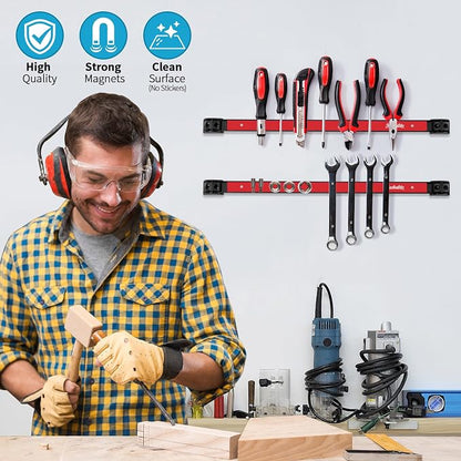 6 Pieces 18" Magnetic Tool Holder Strip, Metal Tool Organizer Rack - Image 2