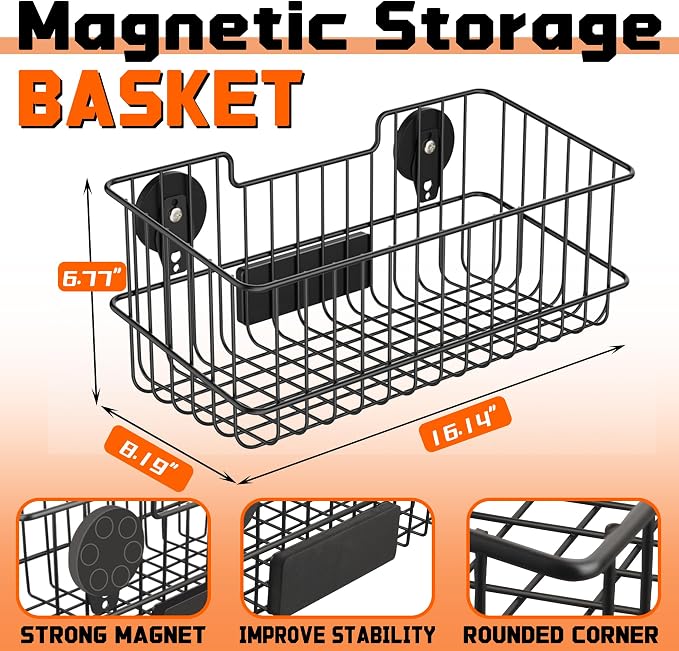 ULIBERMAGNET Magnetic Baskets, Large Capacity Metal Wire Mesh Basket Holder - Image 2